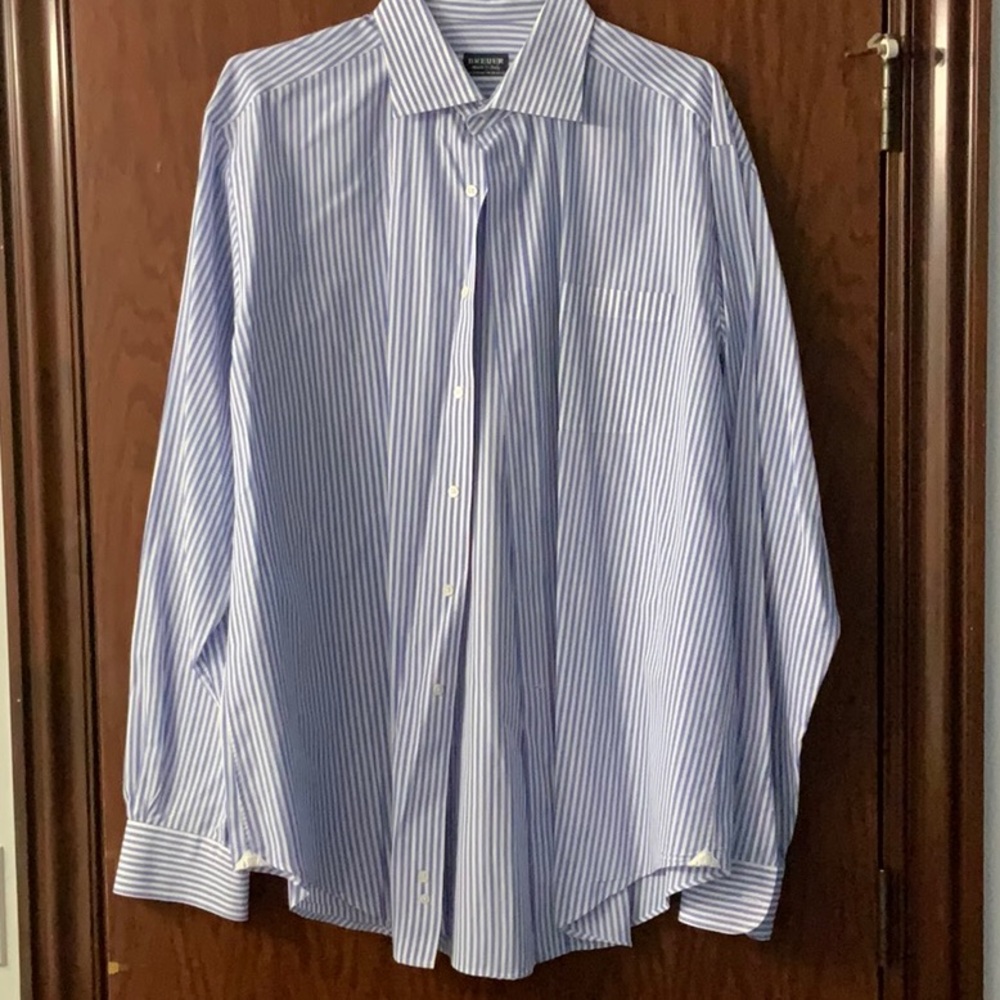 Men’s Breuer, blue pin-striped dress shirt, size 15 neck, 45 (Italian sizing)